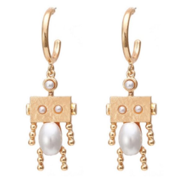 Jewelry - Simulated pearl robot earrings